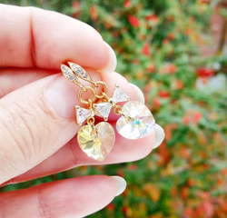 Серьги-сердечки с кристаллами Сваровски "Маленькая принцесса"