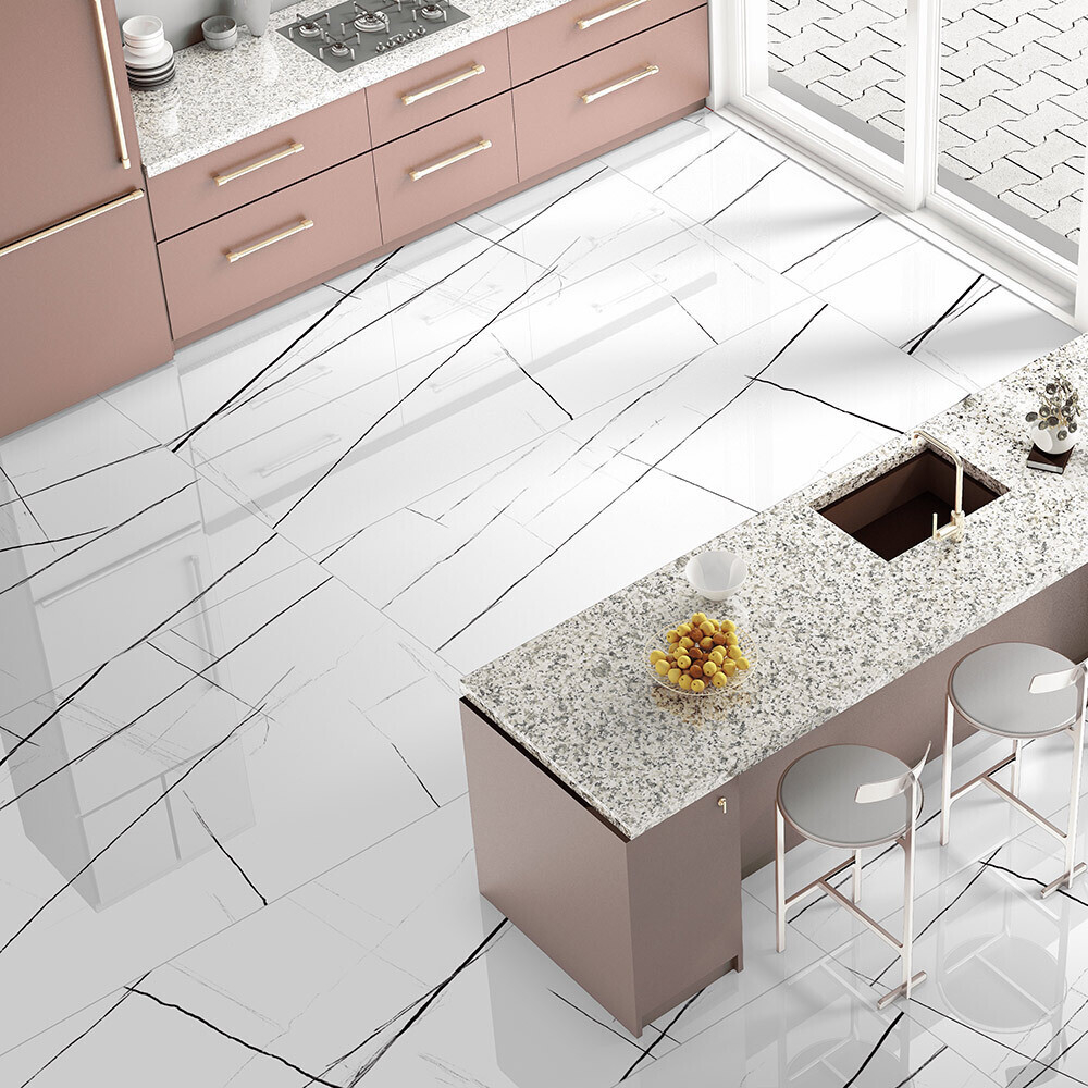 Керамогранит Lavelly Marble Accent белый матовый 1600х800х8,8 мм (2 шт.=2,56 кв.м)
