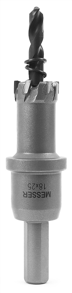 ТСТ коронка MESSER 18X25 с центрирующим сверлом и толкающей пружиной