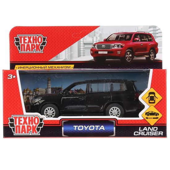 Машина металл TOYOTA LAND CRUISER длина 12,5 см, двери, инерц, черный, кор. Технопарк