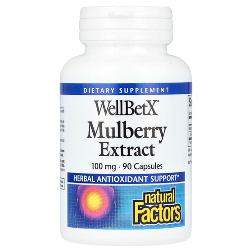 Natural Factors, WellBetX, экстракт шелковицы, 100 мг, 90 капсул