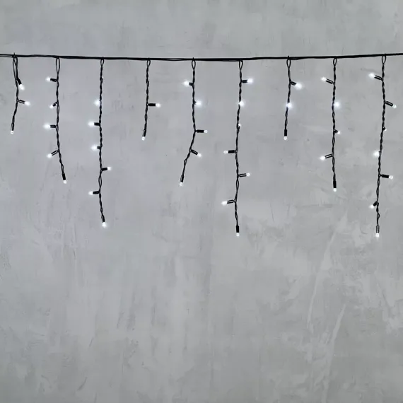 Светодиодная бахрома с колпачком 3,1*0,5 м., 120 белых LED ламп, каучуковый черный провод, LTC (LL120-1-2W)