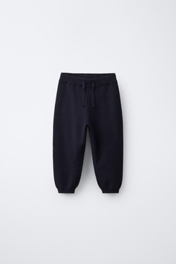 ZARA ТРИКОТАЖНЫЕ БРЮКИ-ДЖОГГЕРЫ, МОРСКОЙ СИНИЙ