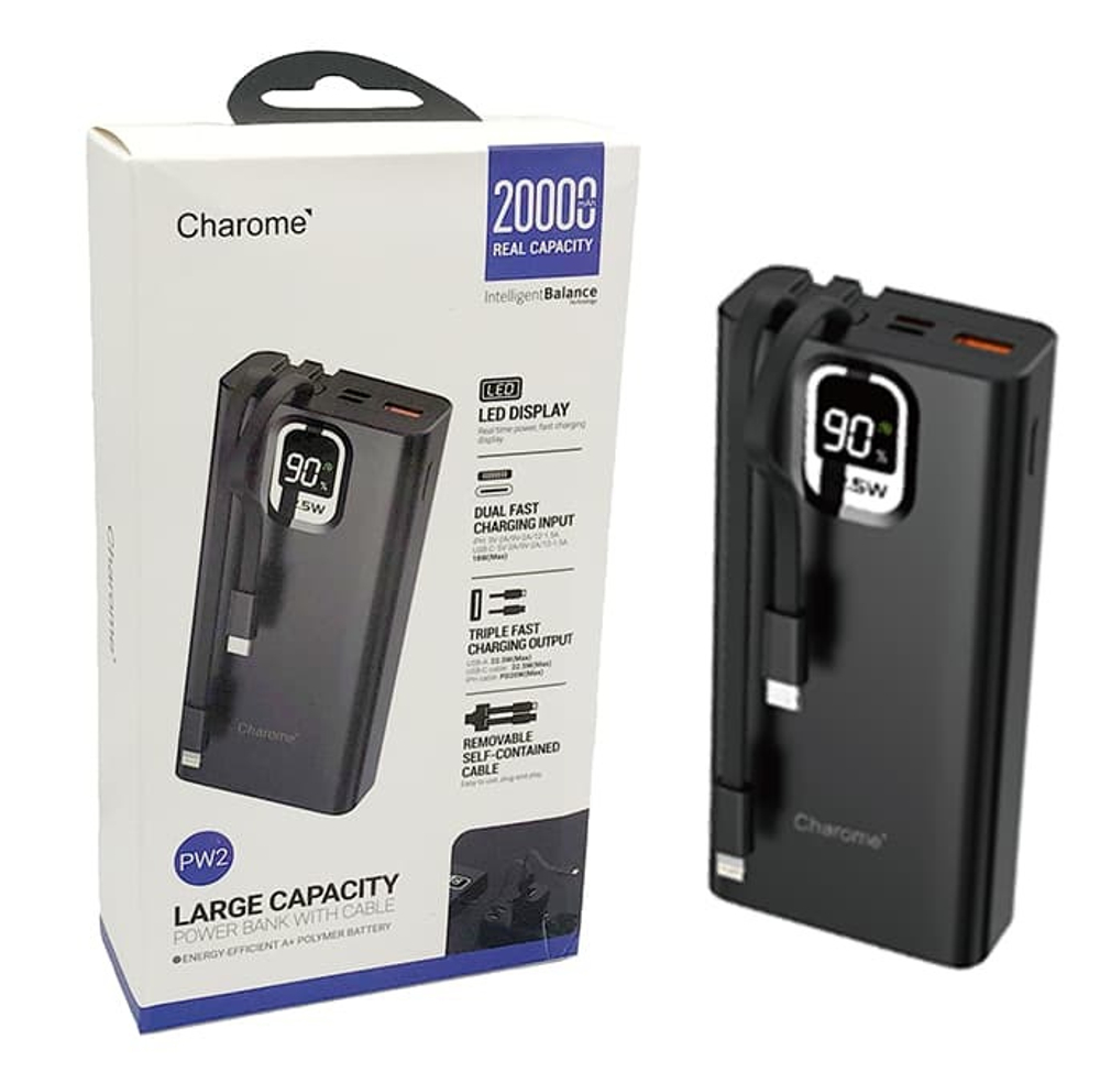 Портативный аккумулятор CHAROME PW2 20000 mAh PD 20W+22.5W  (черный)