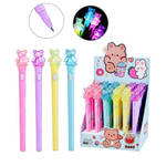 Ручка шариковая 0,7мм. синяя с подсветкой Мишки 4цв. (Mazari)