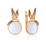 Серьги «Солнечный полдень» с английским замком из красного золота с перламутром