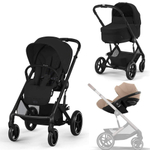 Коляска Cybex Balios S Lux BLK complete Cloud G Almond Beige Plus Base G 4 в 1 Moon Black с дождевиками