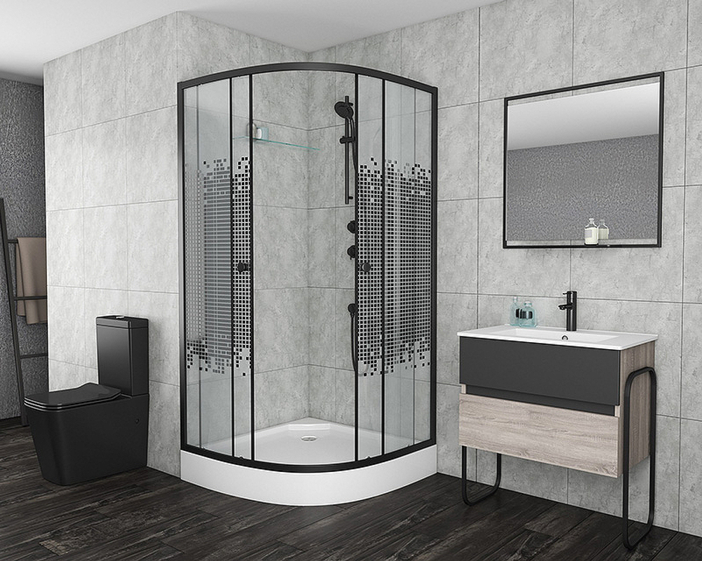 Душевой уголок Niagara Eco 90x90 NG-007-14 Black профиль Черный стекло с рисунком