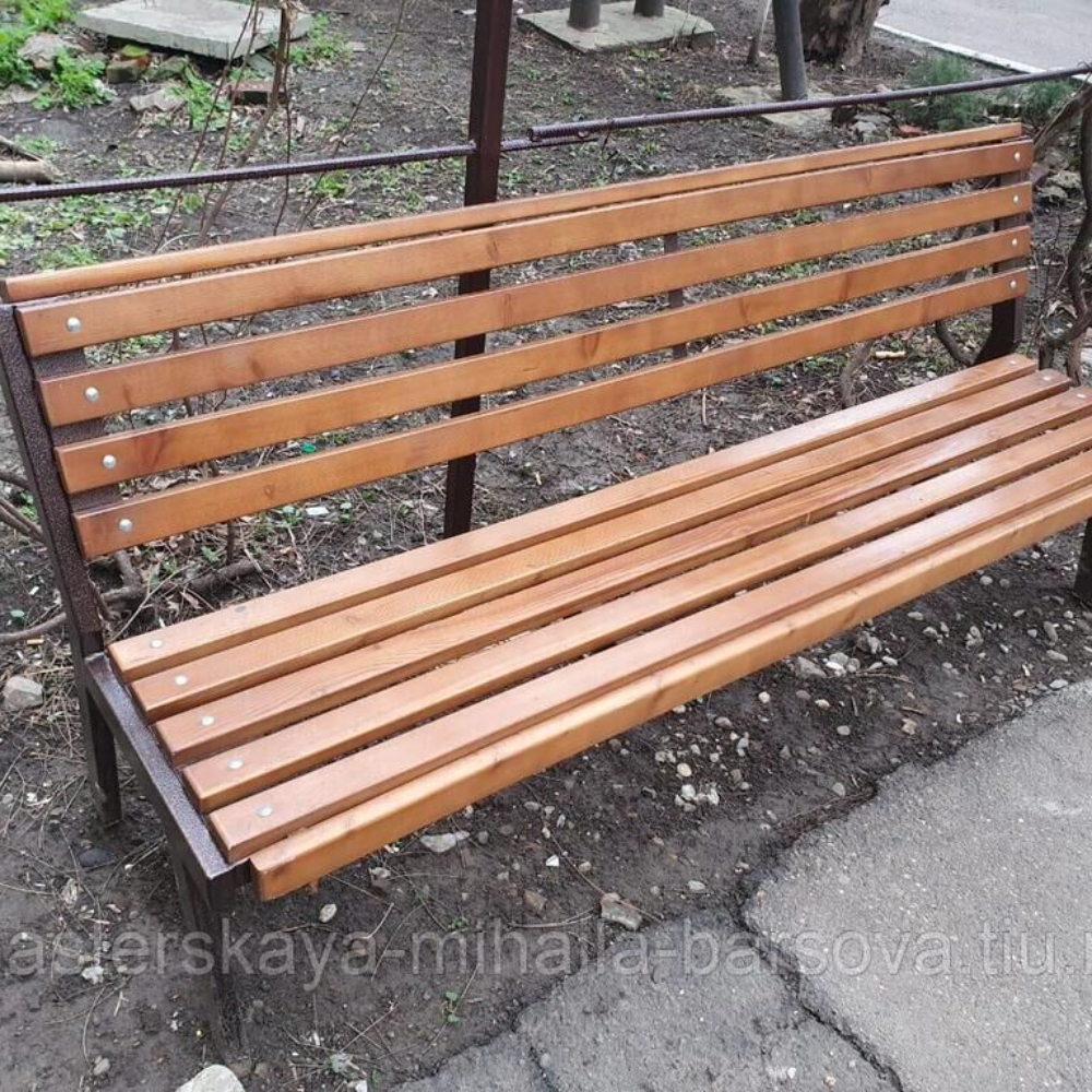 Скамейка уличная парковая на металлокаркасе (200х50х60 см) со спинкой