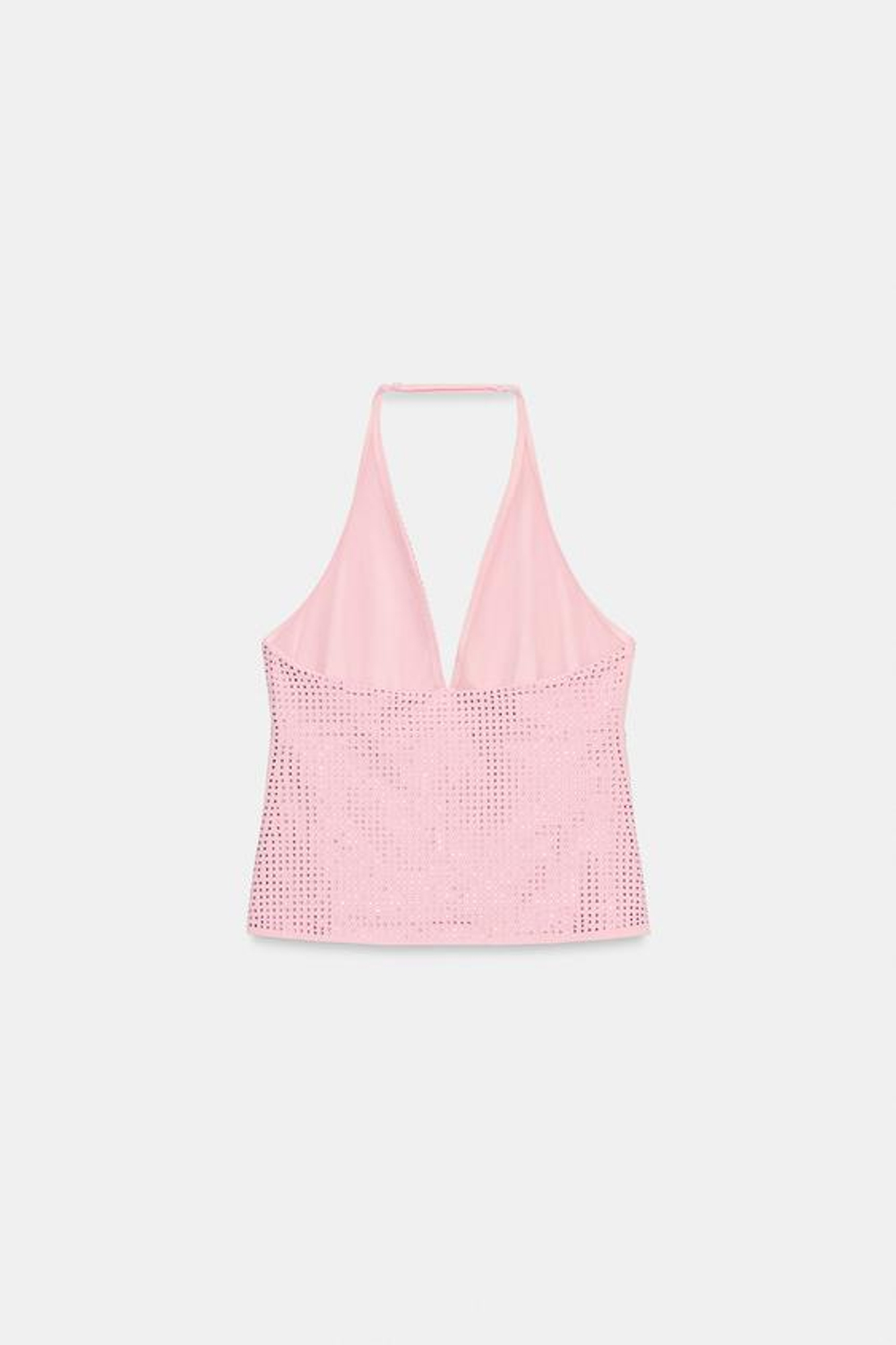 ZARA БЛЕСТЯЩИЙ ТОП С ГОРЛОВИНОЙ ХАЛТЕР, МЯГКИЙ РОЗОВЫЙ