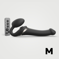 Гибкий страпон Strap-on-me MULTI ORGASM с имитацией оральных ласк и вибрацией, черный, M