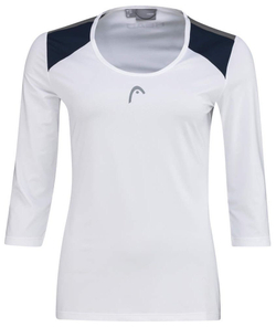 Женская теннисная футболка   Head Club 22 Tech 3/4 Shirt W - white/dark blue