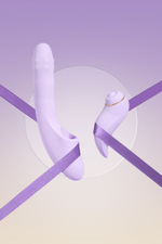 Сиреневый вибромассажер со съёмным клиторальным пульсатором DuoGlow