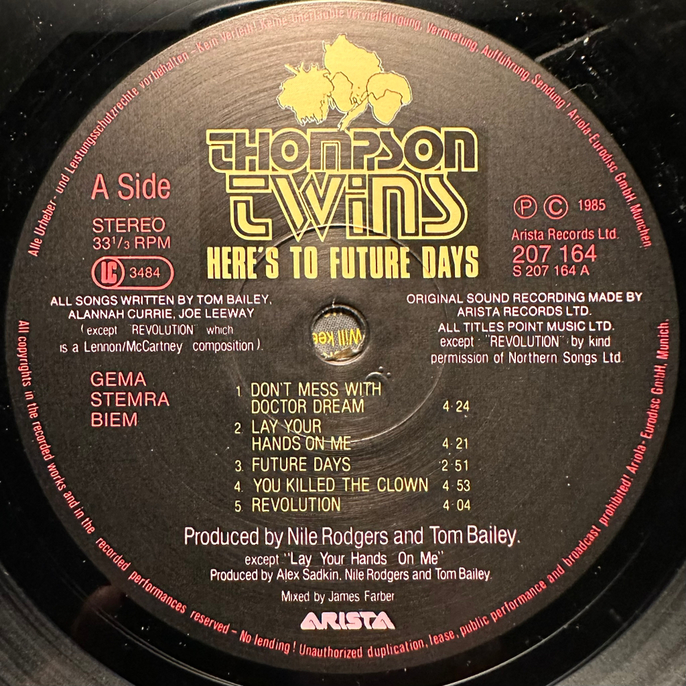 Thompson Twins - Here's To Future Days (Европа 1985г.)