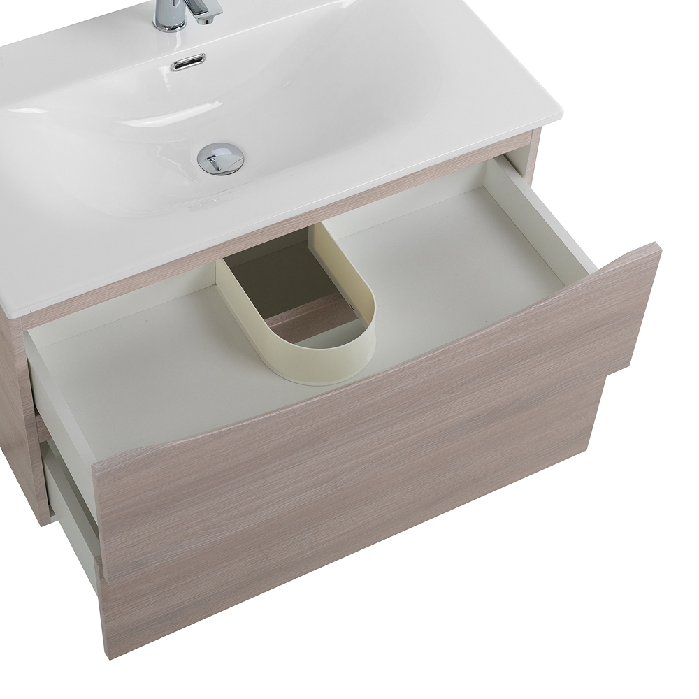 Тумба с раковиной подвесная BelBagno MARINO-CER-MINI-800-2C-SO-RG-P Rovere Grigio, раковина белая BB-8099-3-80