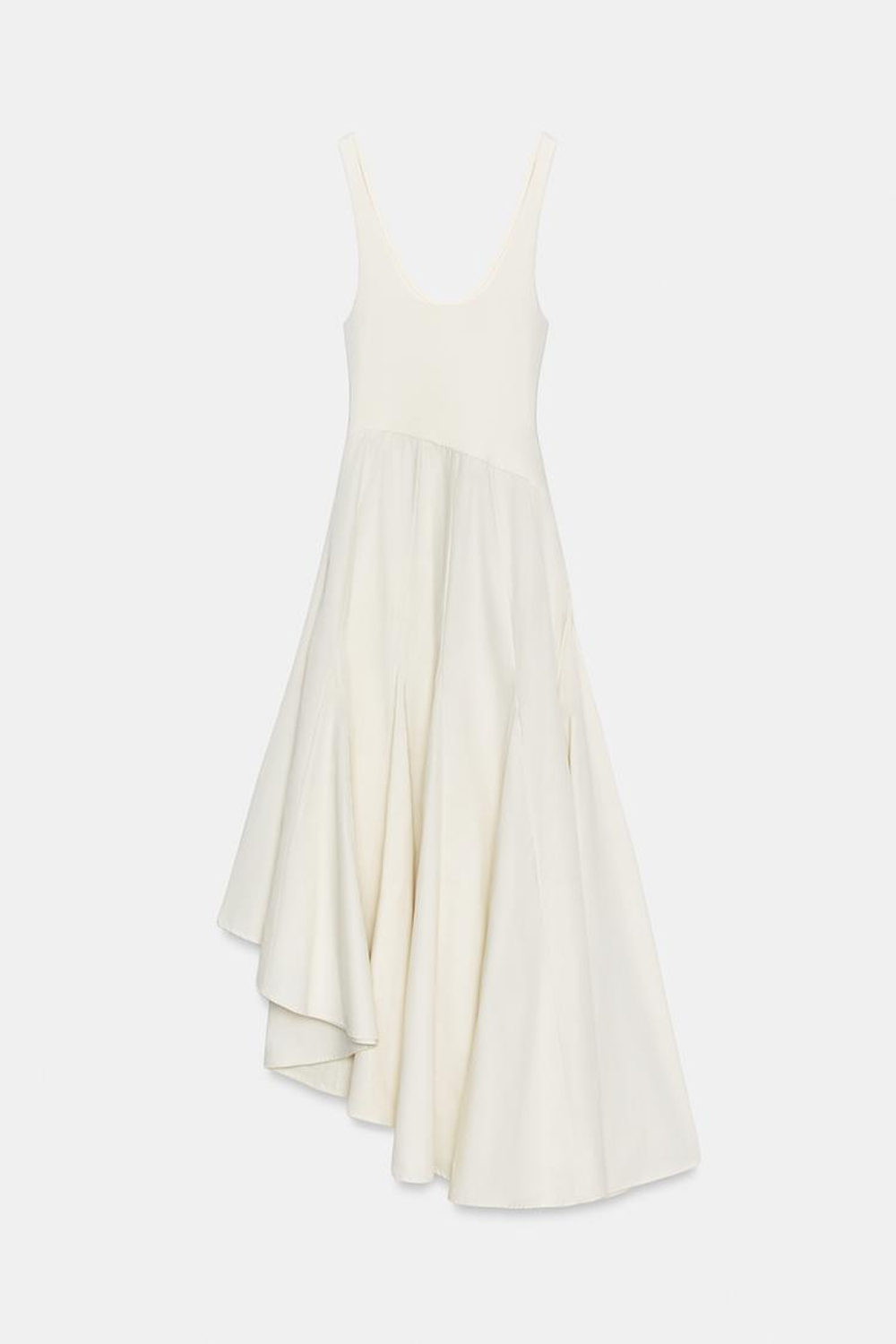 ZARA КОМБИНИРОВАННОЕ ПЛАТЬЕ ГОДЕ, ЭКРЮ