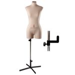 Манекен портновский женский Виктория, тип фигуры Песочные часы, комплект Премиум, размер 44, цвет бежевый, в комплекте подставка «Звезда» и магнит-трафарет