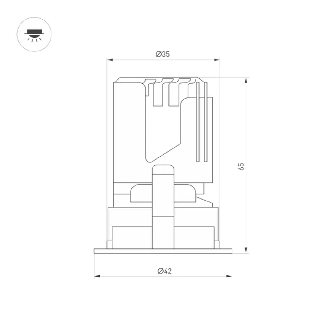 Светильник MS-ARADO-BUILT-R35-3W Warm3000 (WH-WH, 36 deg, 230V) (Arlight, IP20 Металл, 5 лет) 059101
