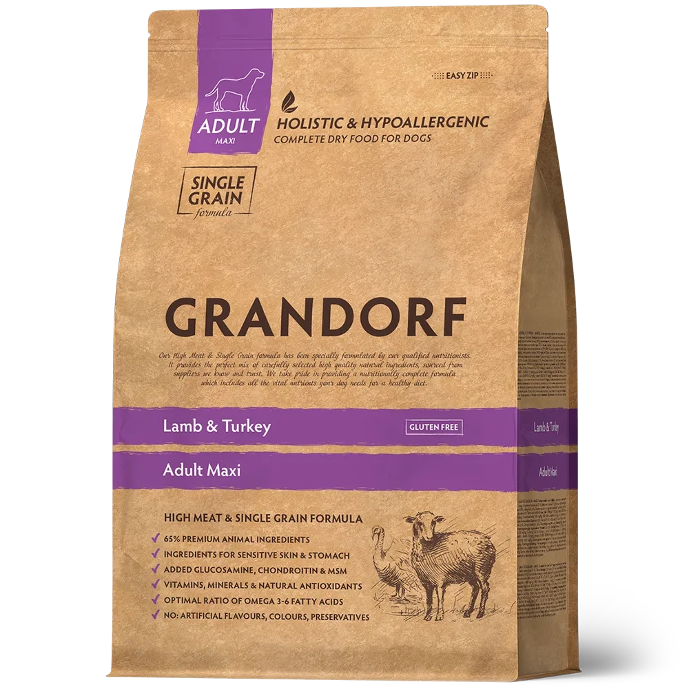 Grandorf Lamb & Turkey, Adult Maxi для крупных пород (Ягнёнок с индейкой)
