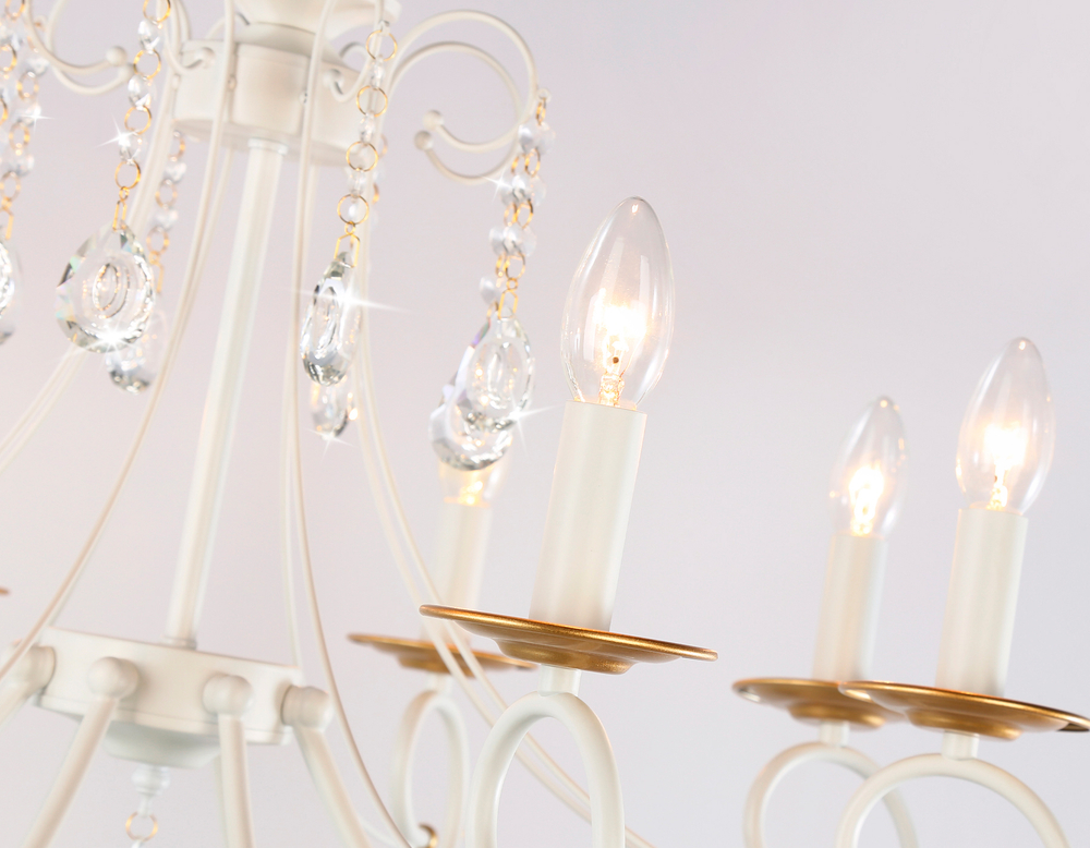 Светильник подвесной TR4917/8 WH/GD белый/золото E14/8 max 40W D740*930