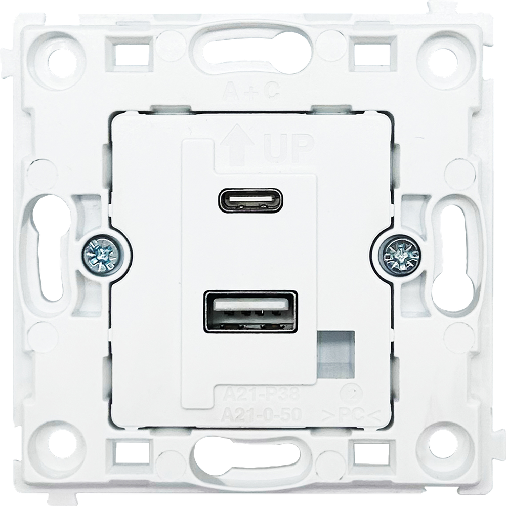 USB зарядное устройство DC 5-12V, 1.67-3A, макс.20W, типа A+С, серия DA