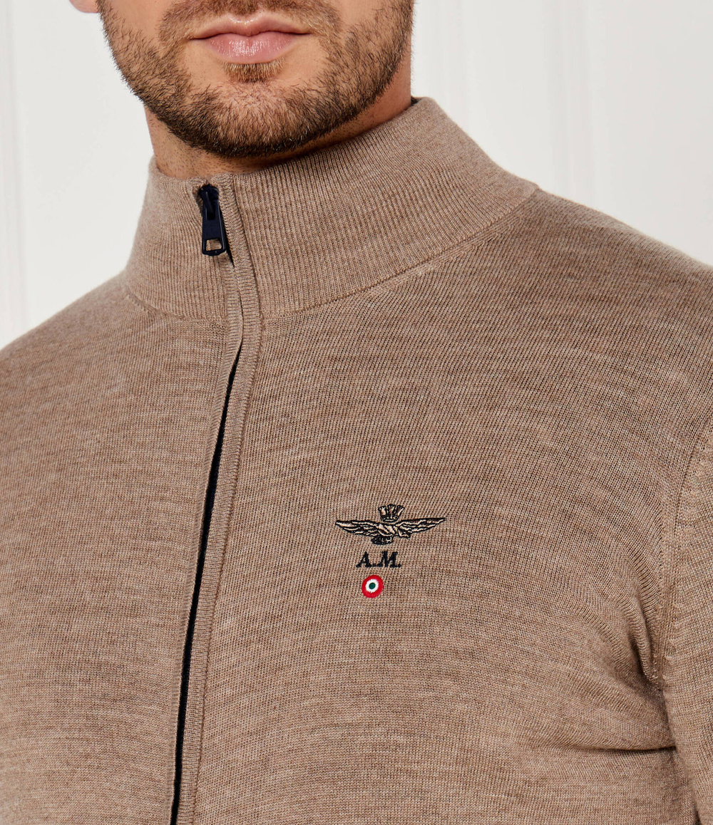 Шерстяной кардиган Aeronautica Militare - бежевый(MA1390L415)