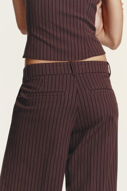 ZARA РАСКЛЕШЕННЫЕ БРЮКИ В ПОЛОСКУ С НИЗКОЙ ПОСАДКОЙ, КОРИЧНЕВЫЙ/ЭКРЮ