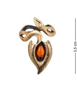 AM-3895 Кольцо «Цветок Женское счастье» (латунь, янтарь)