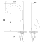 LM0405C Линара Смеситель для кухни с высоким поворотным изливом, хром