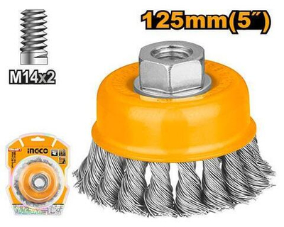 Щетка проволочная чашечная витая М14 125х0,5мм INGCO WB21251