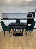 Кухонный раскладной стол "Прадо" черный мрамор и 4 стула Лондон