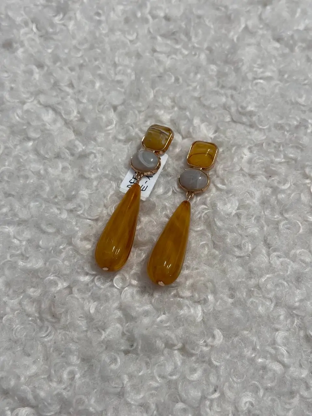 Серьги длинные оранжевые