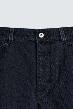 ZARA БРЮКИ RELAXED FIT С ФЛОКИРОВАНИЕМ, МОРСКОЙ ТЕМНО-СИНИЙ