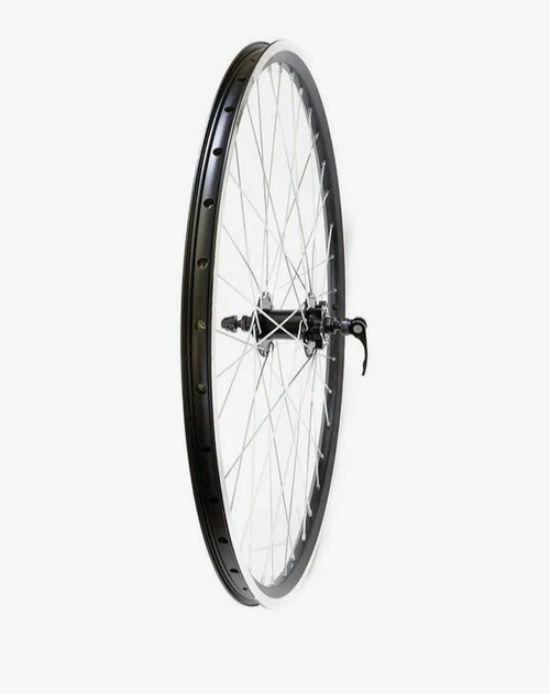 Колесо переднее 20" TRIX, профиль алюминиевый, двойной, 36H, фрезерованный, 406х19,6/22,8х20,2мм, A/V, анодированный, черный, втулка алюминиевая, под ДИСК, эксцентрик, черная, спица серебристая