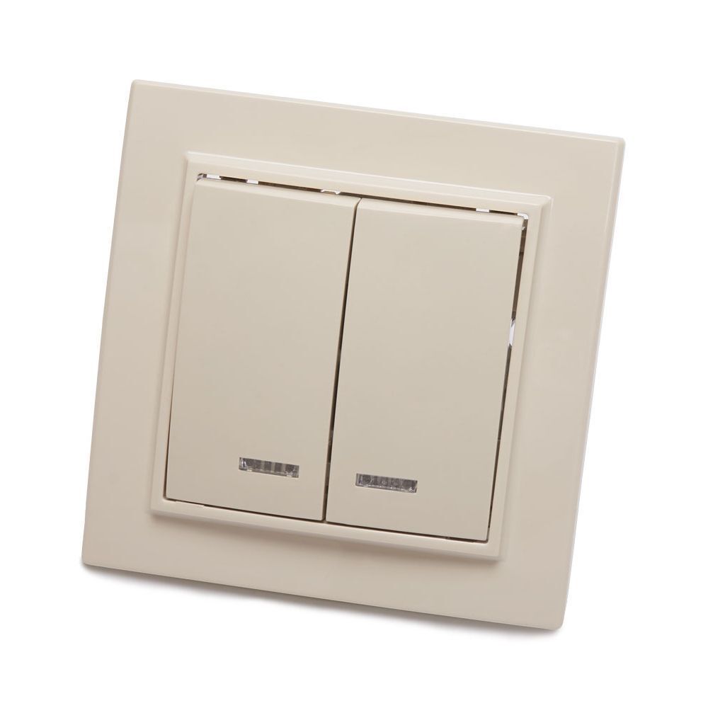 Выключатель 2-кл ЭРНА с индикатором слоновая кость PSW10-9002-02