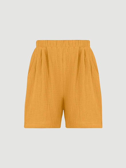 Шорты удлиненные Mjölk Mustard, из муслина
