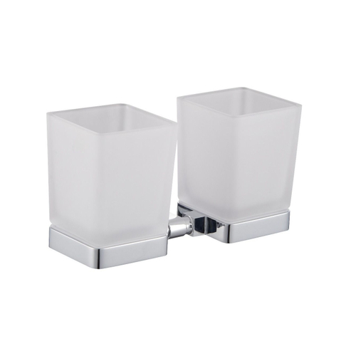 Два стакана для зубных щеток с держателем WONZON & WOGHAND STILL, Хром (WW-6628)