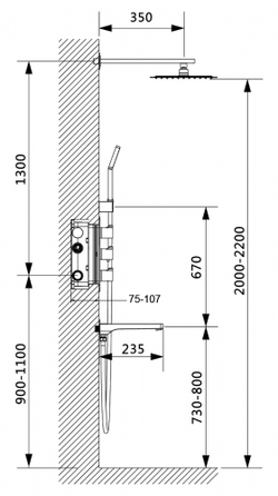 Душевая система Timo Petruma SX-5149/03SM скрытого монтажа с термостатом, черная матовая
