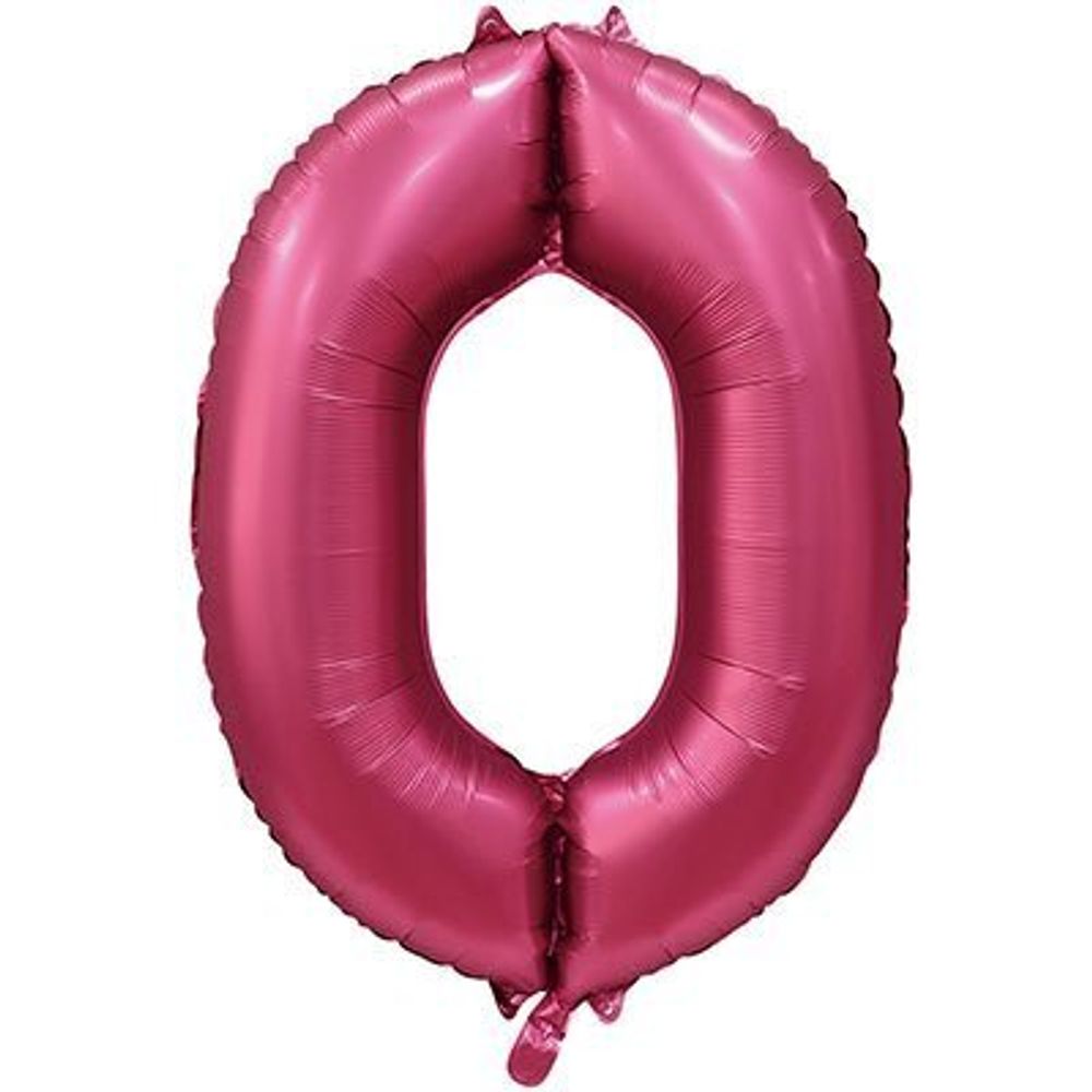 Шар фольгированный ЦИФРА &quot;0&quot; 40&quot; Сатин Pomegranate с гелием