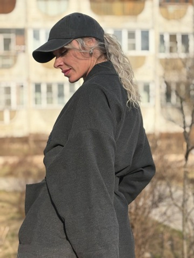 Кимоно - пальто на подкладке / серый