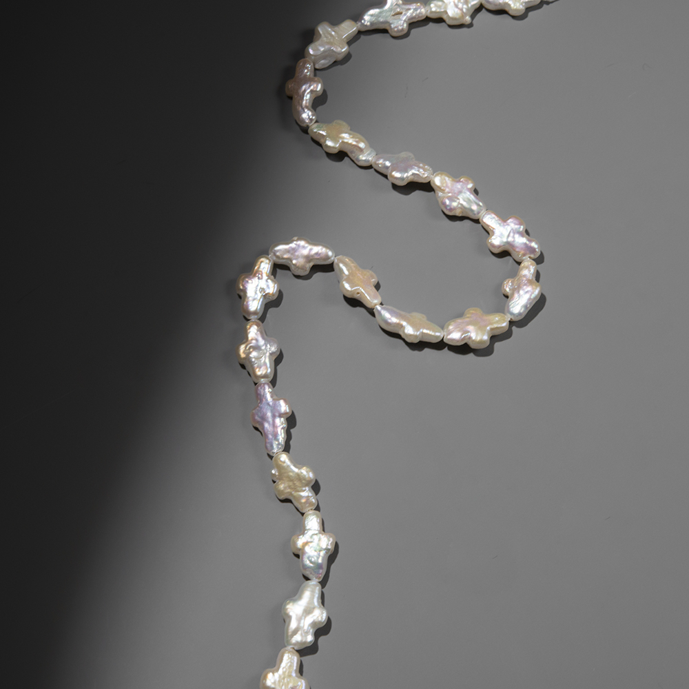 Жемчуг культивированный в форме крестиков, белый, 8-15мм