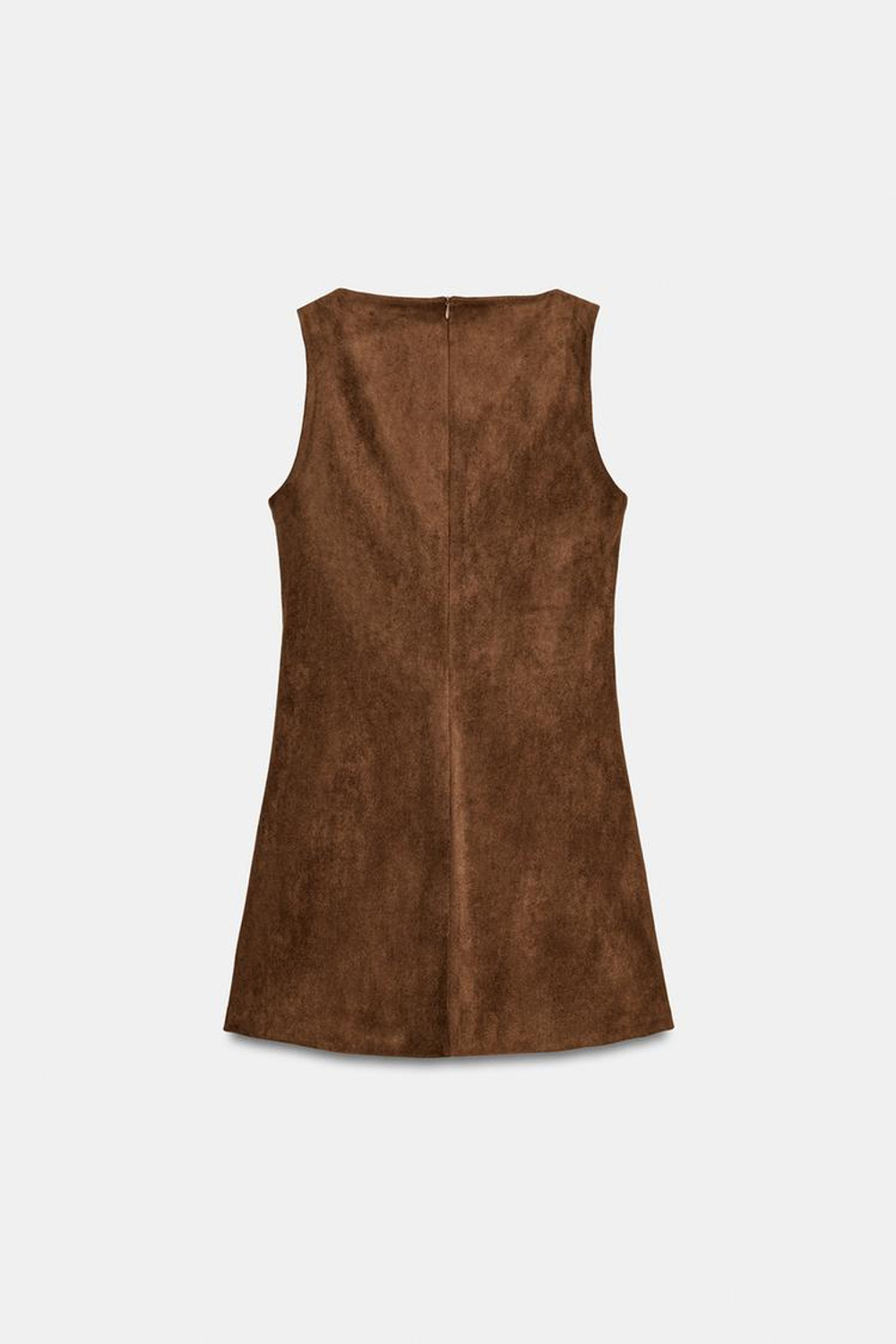 ZARA КОРОТКОЕ ПЛАТЬЕ ИЗ ИСКУССТВЕННОЙ ЗАМШИ, КАРАМЕЛЬНЫЙ