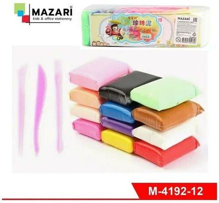 Пластилин легкий 12 цвета Mazari, 156 гр, прозр.упаковка