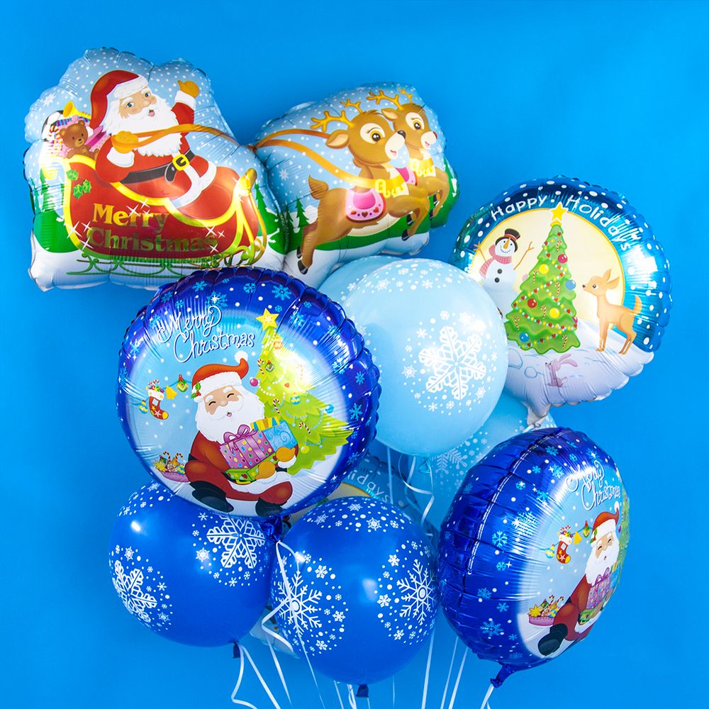 Шар (12"/30 см) Снежинки, Голубой (454)/Синий (250), пастель, 5 ст 25 шт.