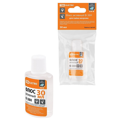 Флюс активный Ф-38Н, для пайки нихрома, 30 мл, дозатор, инд. упаковка, серия "Алмаз" TDM