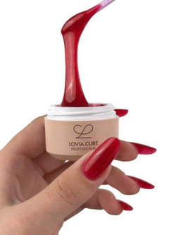 Lovia Cure Nail Care Gel 13 - Гель моделирующий кораллово-красный с шиммером, 15 мл
