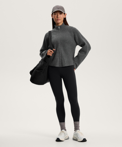 Oysho Трикотажный джемпер на молнии в рубчик, серый