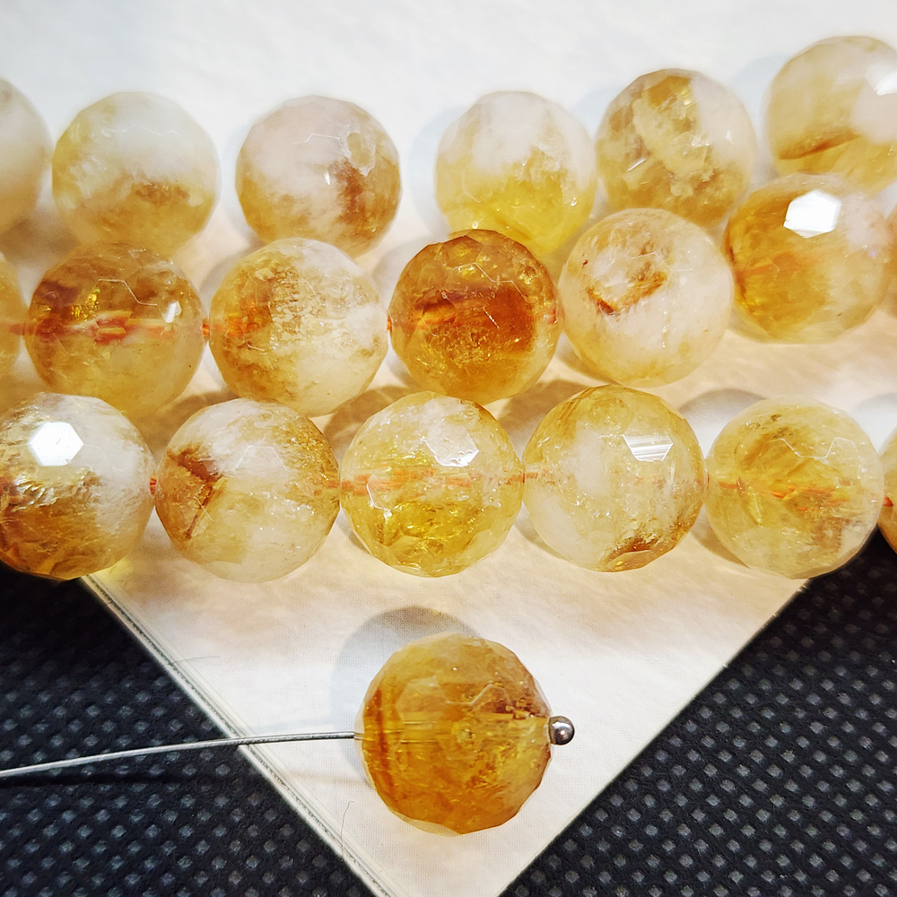 Цитрин, бусина шар 12мм, огранка, штучно