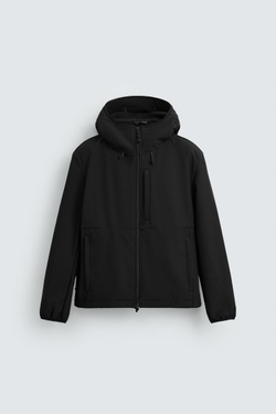 ZARA КУРТКА ИЗ ВЫСОКОТЕХНОЛОГИЧНОЙ ТКАНИ С ФЛИСОВОЙ ОТДЕЛКОЙ, ЧЕРНЫЙ