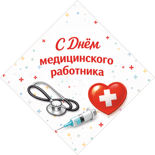 Открытка "С Днем мед работника" 50х50мм
